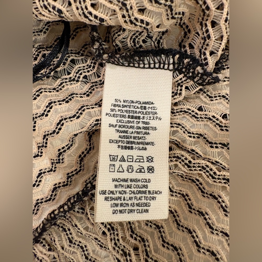 Free People Sleeveless Peplum Tank Top-Beige & Black Striped Lace Detail Size S - Picture 10 of 10